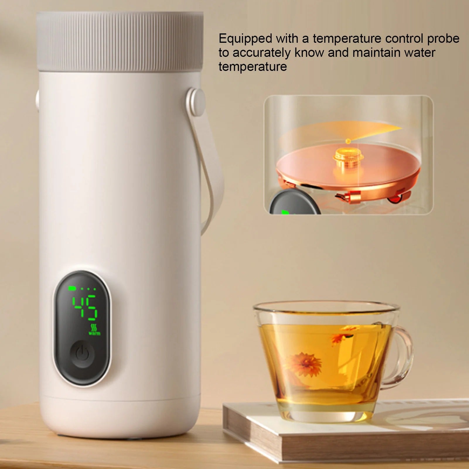 Portable Travel Electric Kettle 350ml USB Rechargeable Cordless Hot Water Boiler