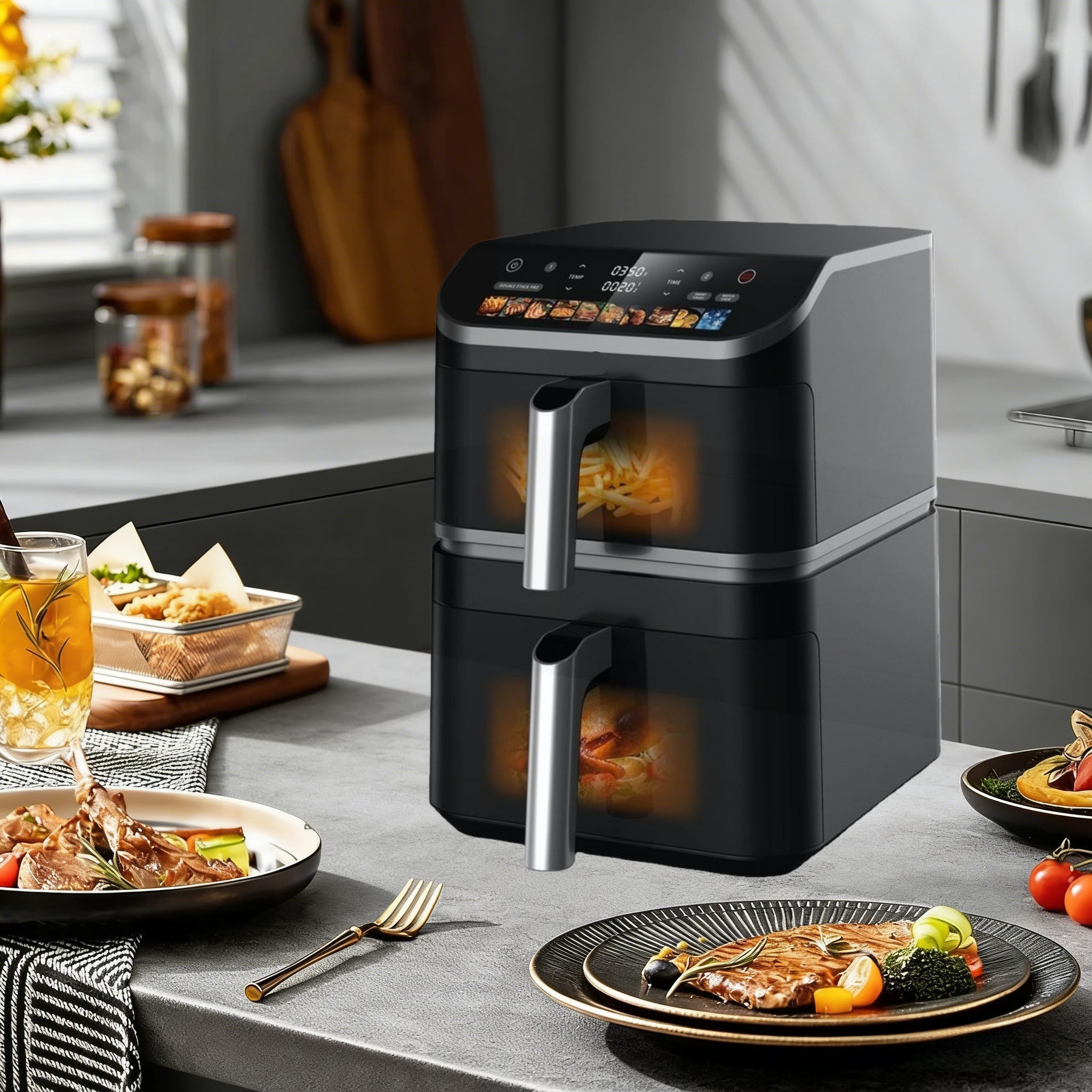 11L Digital Air Fryer with Dual Heating Elements and 50% Faster Turbo Cooking