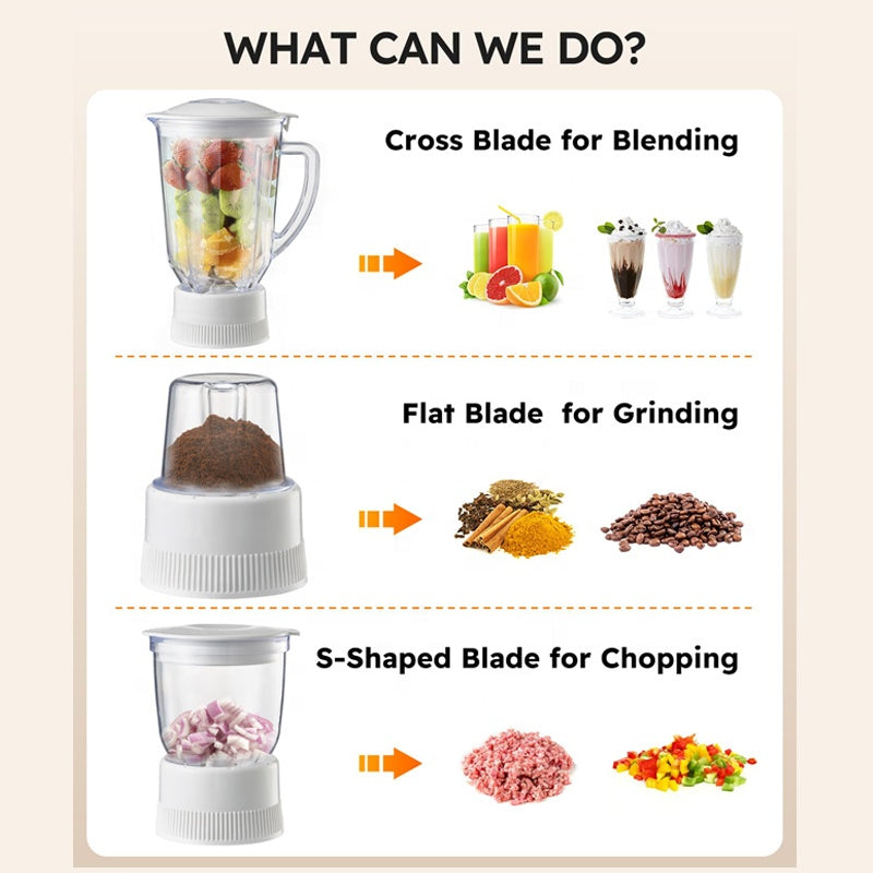Multifunctional 650W Blender with 4 Speeds, Pulse Function, Meat Chopper & Ice Crushing