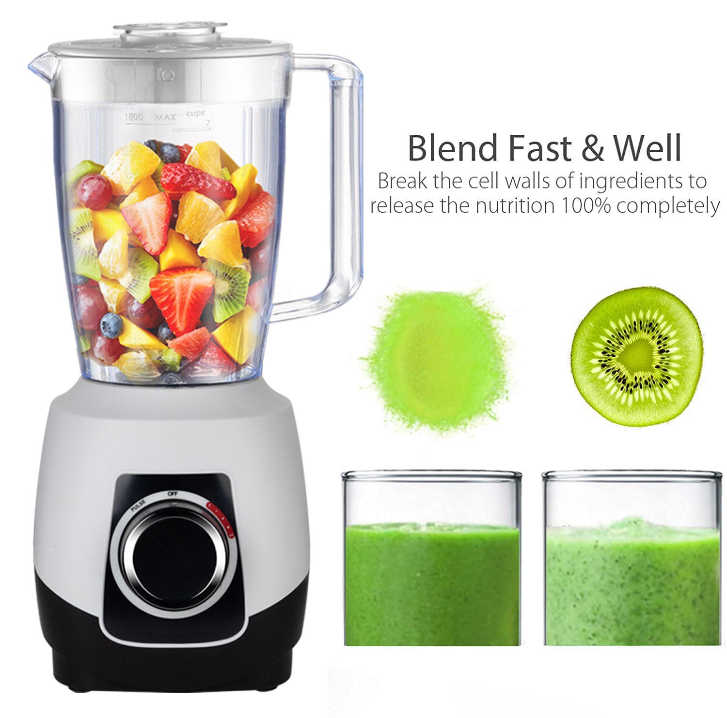 2-in-1 Variable Speed Vacuum Blender 1.8L High Power 650W for Smoothies and Ice