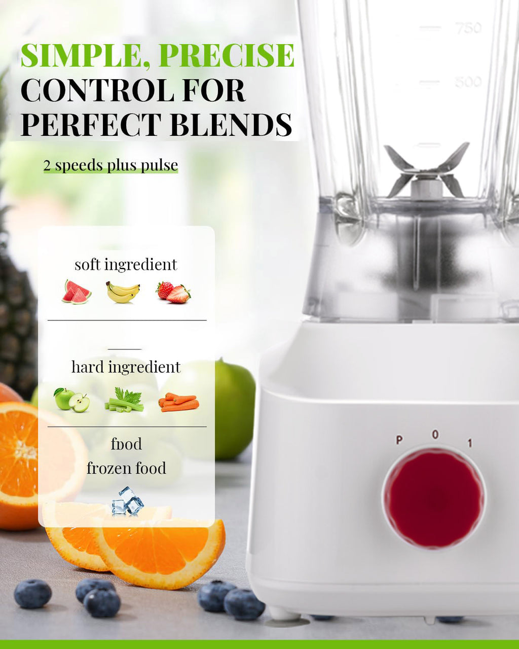 3-in-1 Electric Food Blender 350W with Chopper Function and Variable Speed
