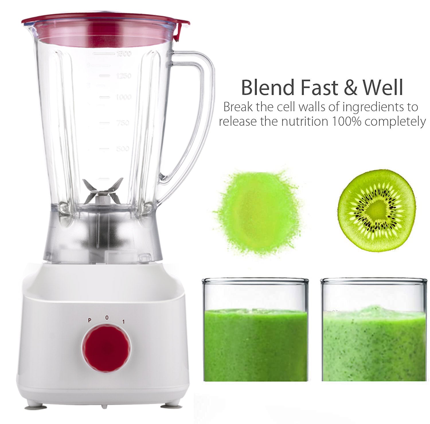 3-in-1 Electric Food Blender 350W with Chopper Function and Variable Speed