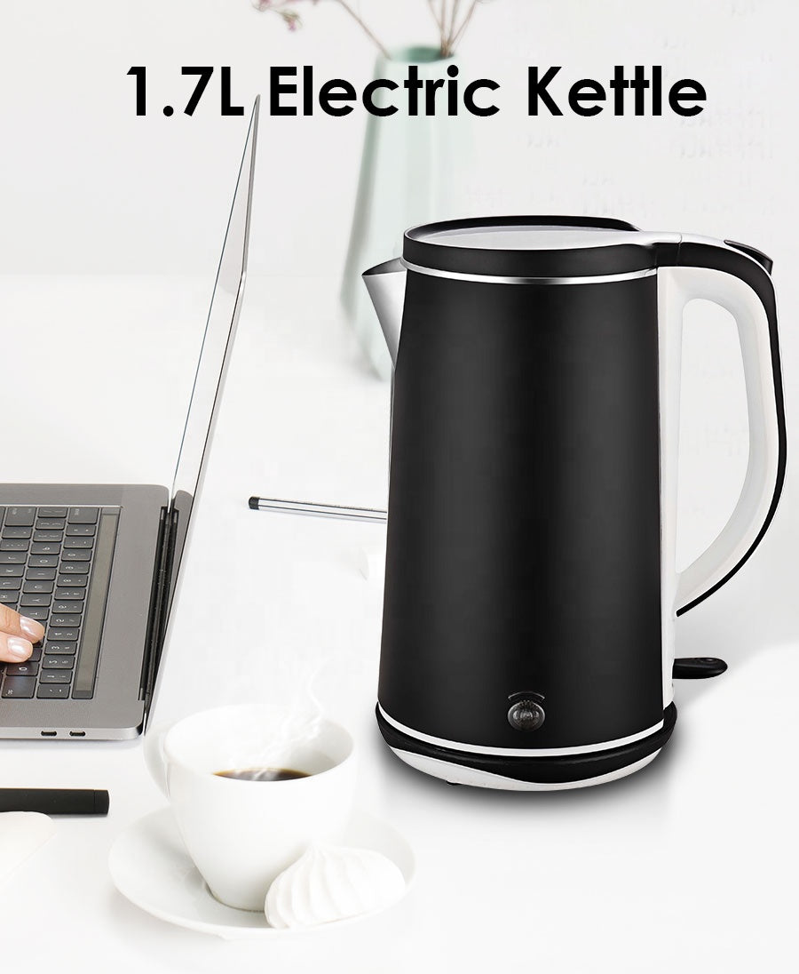 1.7L Stainless Steel Electric Kettle 1800W Cordless Double Wall Design with Rotational Base