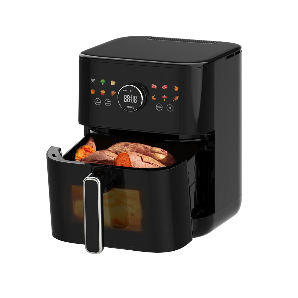 6L Digital Air Fryer with Viewing Window and Non-Stick Cooking Pot Black
