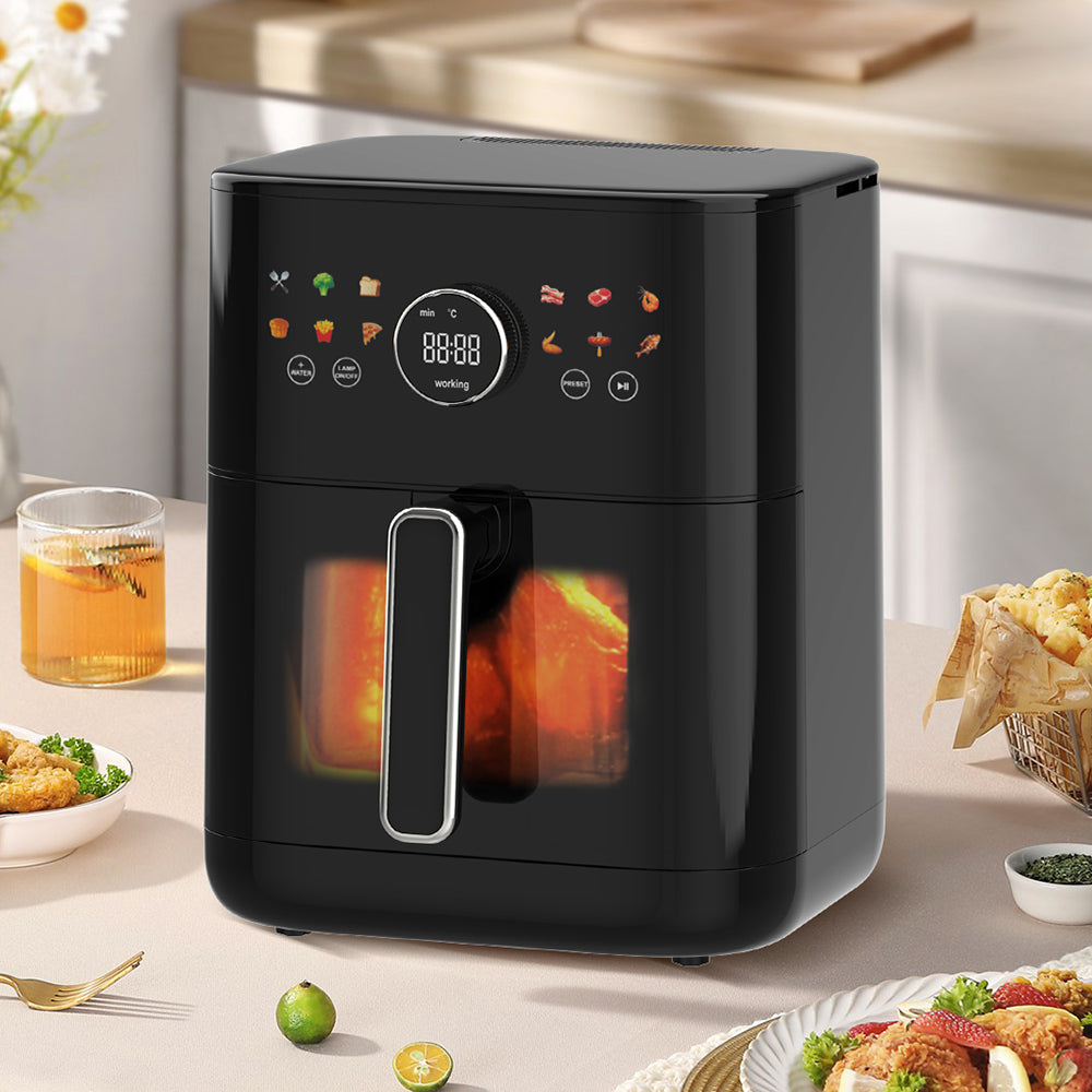 6L Digital Air Fryer with Viewing Window and Non-Stick Cooking Pot Black