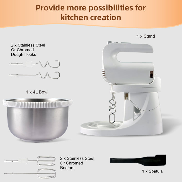 400W Kitchen Stand Mixer with Removable Bowl, Dough Hook & 5-Speed Turbo Function