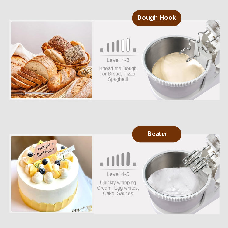 400W Kitchen Stand Mixer with Removable Bowl, Dough Hook & 5-Speed Turbo Function