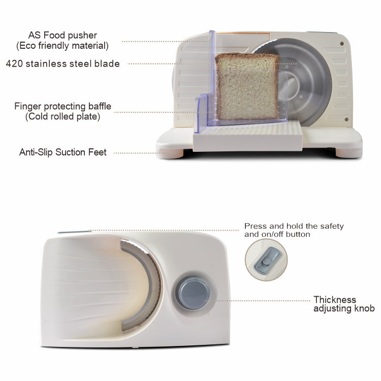 150W Electric Kitchen Meat Slicer – Stainless Steel Blade, Adjustable Thickness 0-15mm