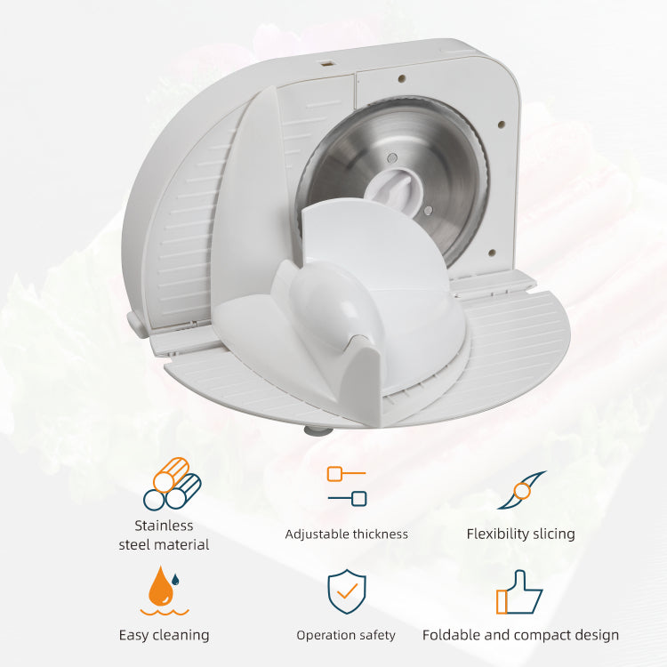 150W Electric Meat Slicer Adjustable Blade Stainless Steel Plastic Housing