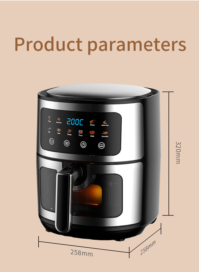 Large 8L Electric Air Fryer with Adjustable Thermostat and Easy Clean Basket