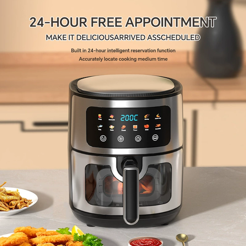 Large 8L Electric Air Fryer with Adjustable Thermostat and Easy Clean Basket