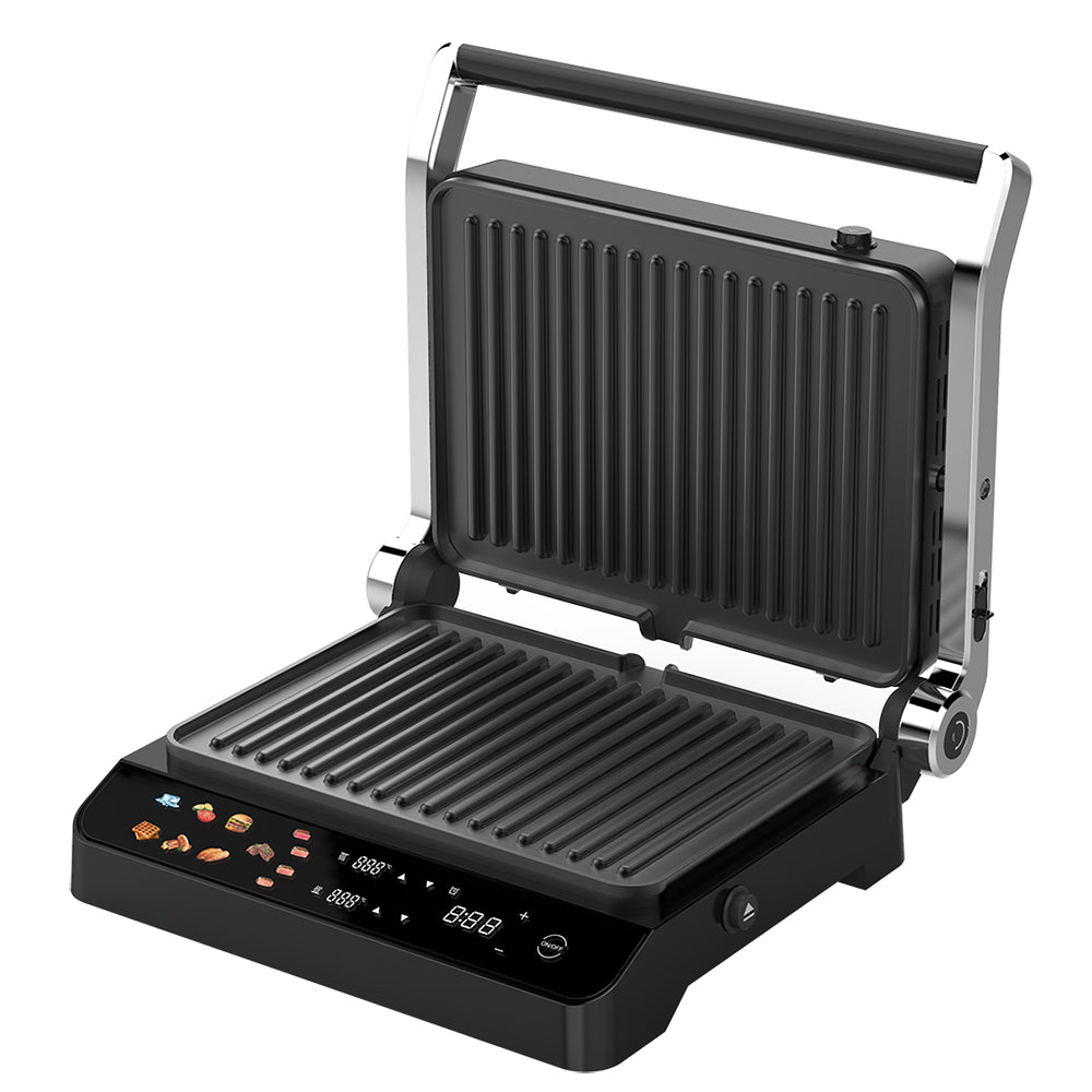 Electric Smart Barbecue Grill with Detachable Non-Stick Plates and Digital Temperature Control Black