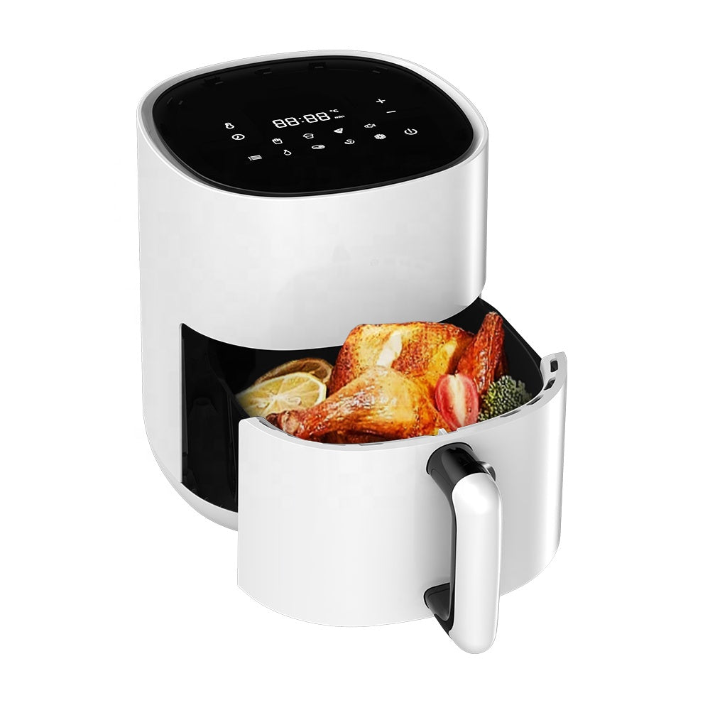 Digital 4.5L Air Fryer with Adjustable Thermostat and Removable Oil Container White