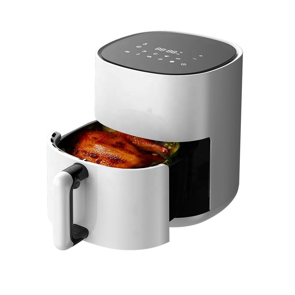 Digital 4.5L Air Fryer with Adjustable Thermostat and Removable Oil Container White