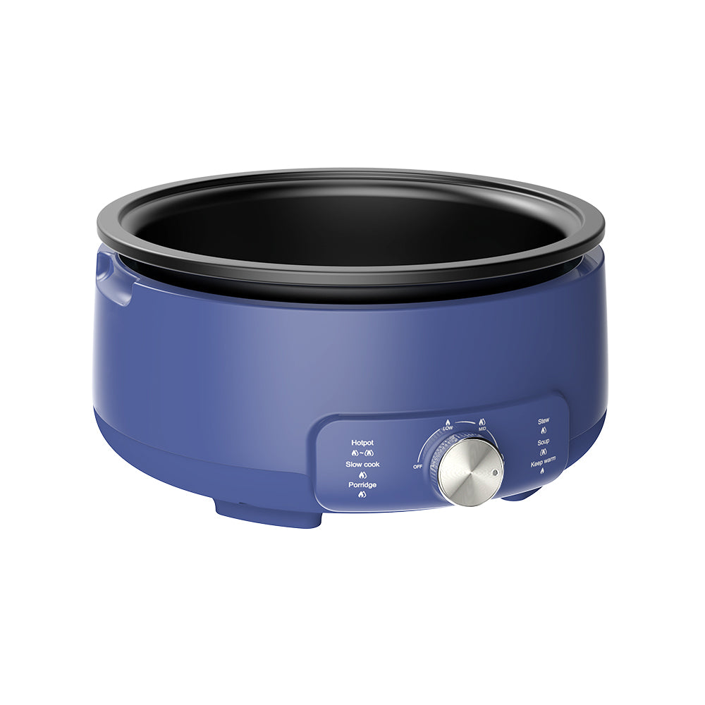 4L Multi-Functional Electric Non-Stick Cooking Pot with Glass Lid Blue