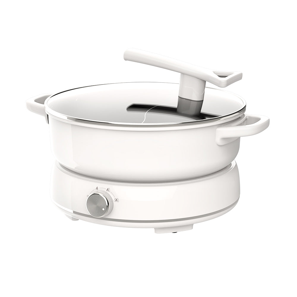 1800W Electric Dual Flavor Hot Pot 6L Multifunction Knob Control White