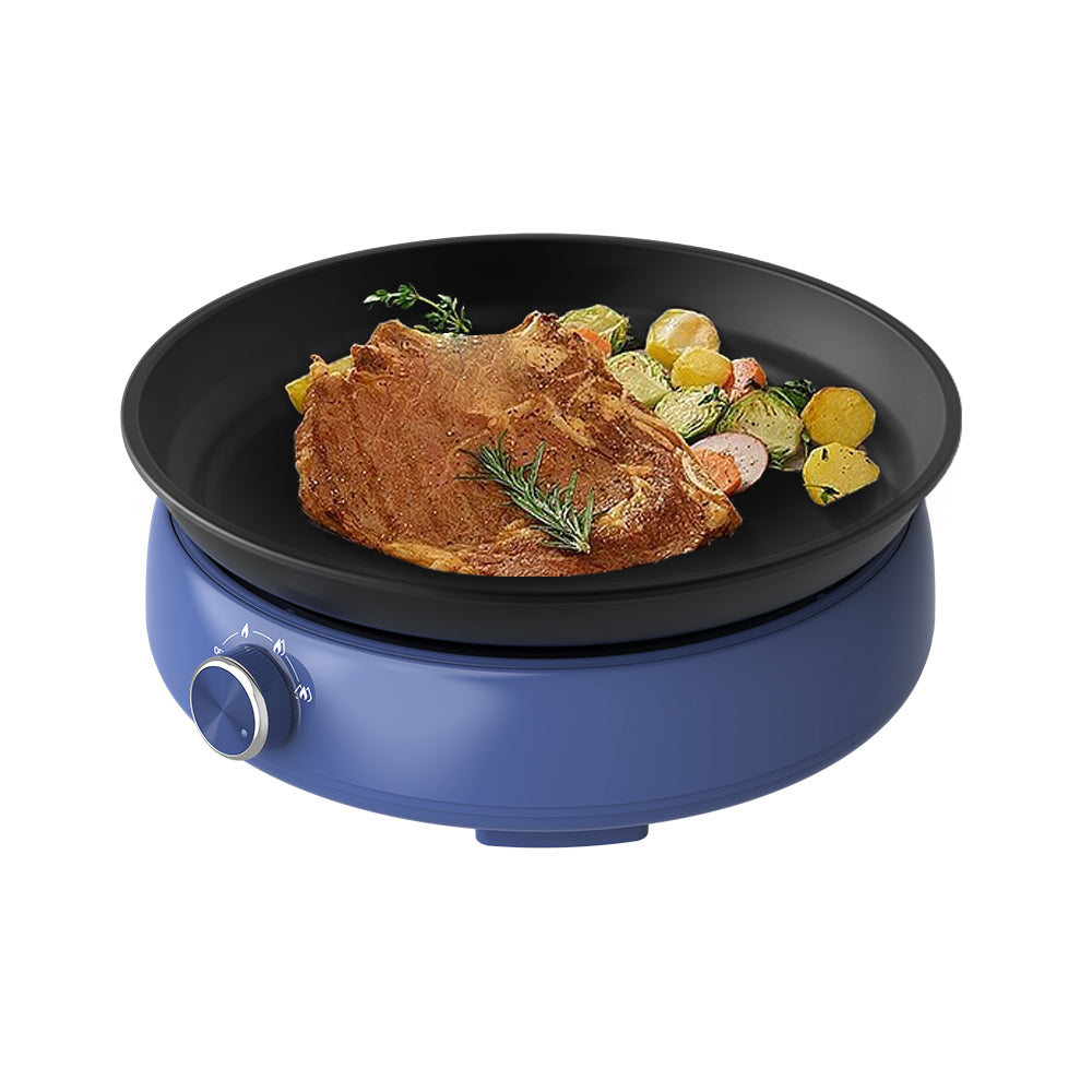 6L Multifunctional Electric Hot Pot with Digital Control and Tempered Glass Lid Blue