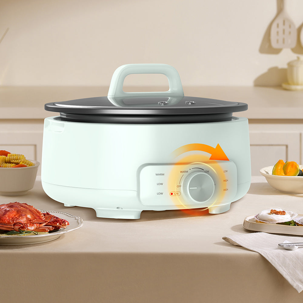 3L Portable Electric Skillet with Glass Lid and Mechanical Temperature Control