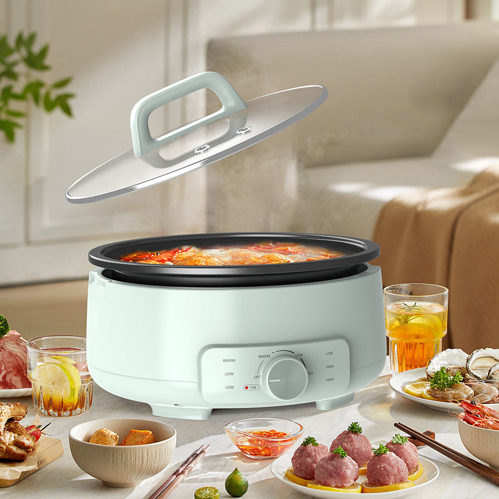 3L Portable Electric Skillet with Glass Lid and Mechanical Temperature Control