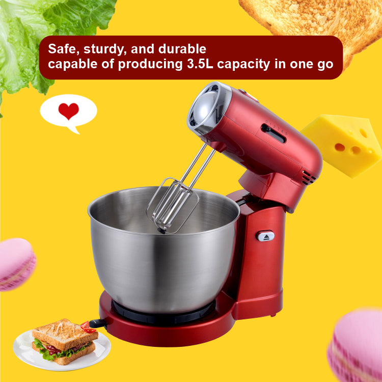 3.5L Electric Food Mixer with 5 Speeds and Stainless Steel Bowl for Household Baking