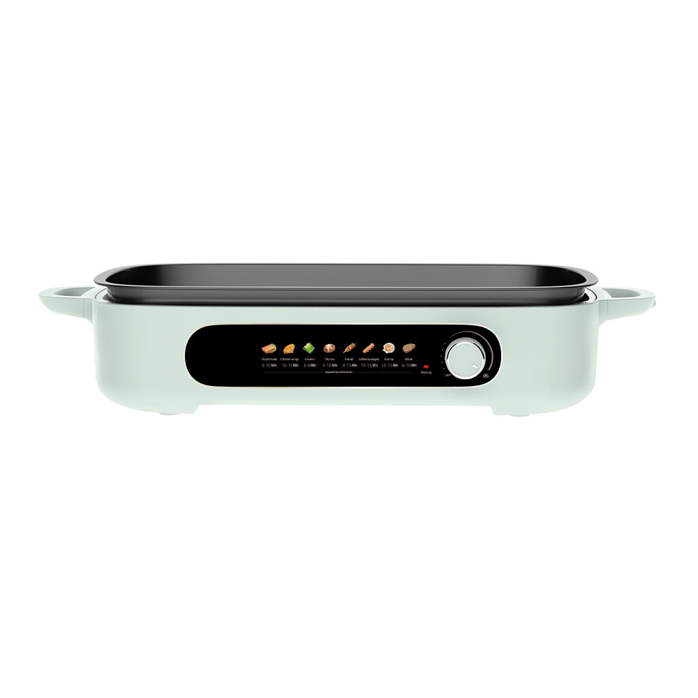 1500W Electric Grill Pan with Detachable Non-Stick Plates and Mechanical Control