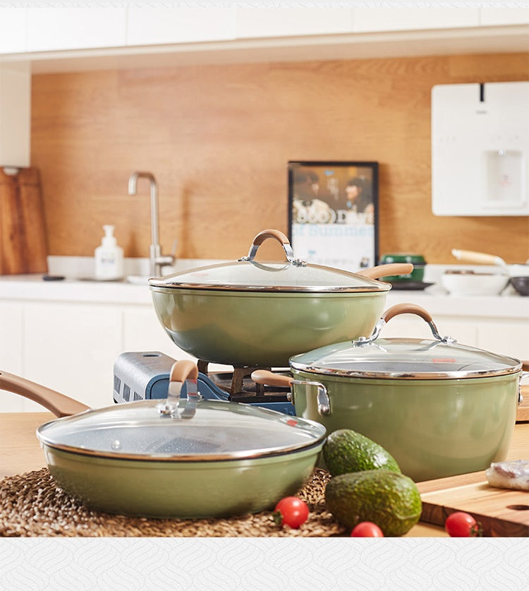 Contemporary Nonstick Stainless Steel Cookware Set Eco-Friendly Design