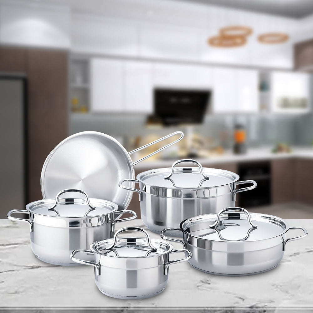 Stainless Steel 9-Piece Kitchen Cookware Set Nonstick Pots and Pans with Stainless Handles
