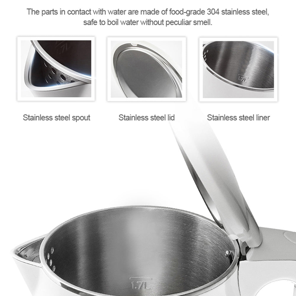 Smart 1.7L Electric Kettle Stainless Steel with Multi-Temperature Display White