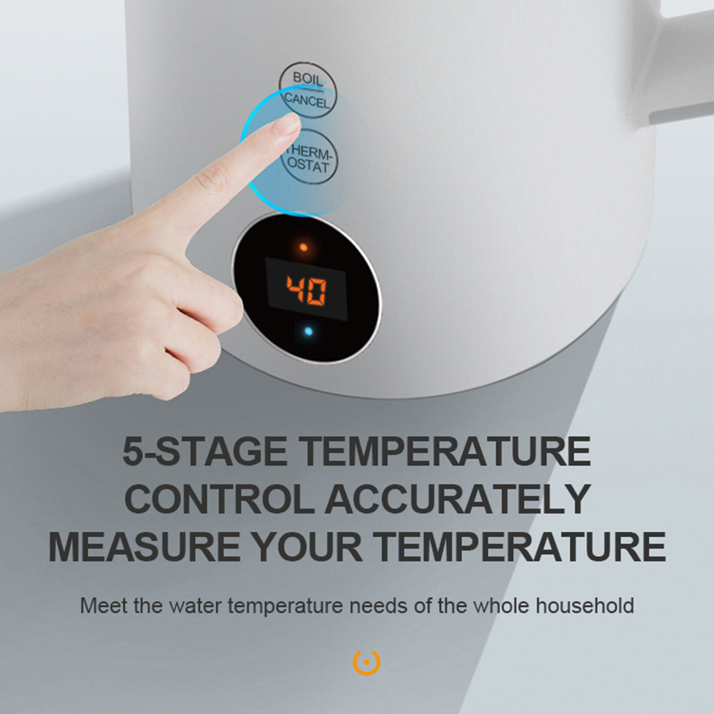 Cordless 1.5L Electric Kettle 1500W with LED Display and Rotational Base White