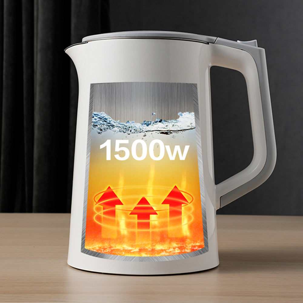Cordless 1.5L Electric Kettle 1500W with LED Display and Rotational Base White