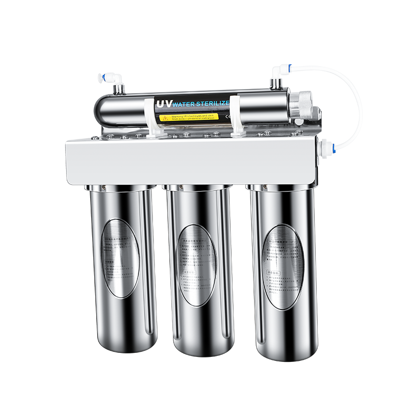 High-Flow Under-Sink Water Filtration System Ultraviolet Sterilized Stainless Steel