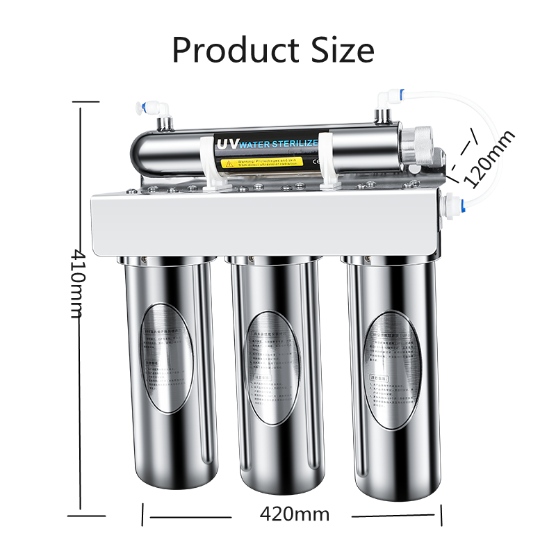 High-Flow Under-Sink Water Filtration System Ultraviolet Sterilized Stainless Steel