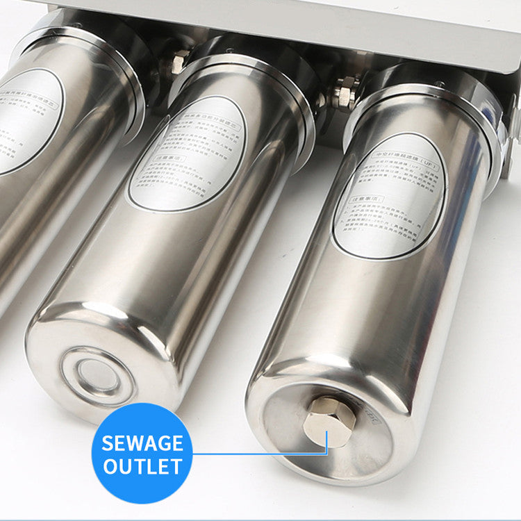 High-Flow Under-Sink Water Filtration System Ultraviolet Sterilized Stainless Steel