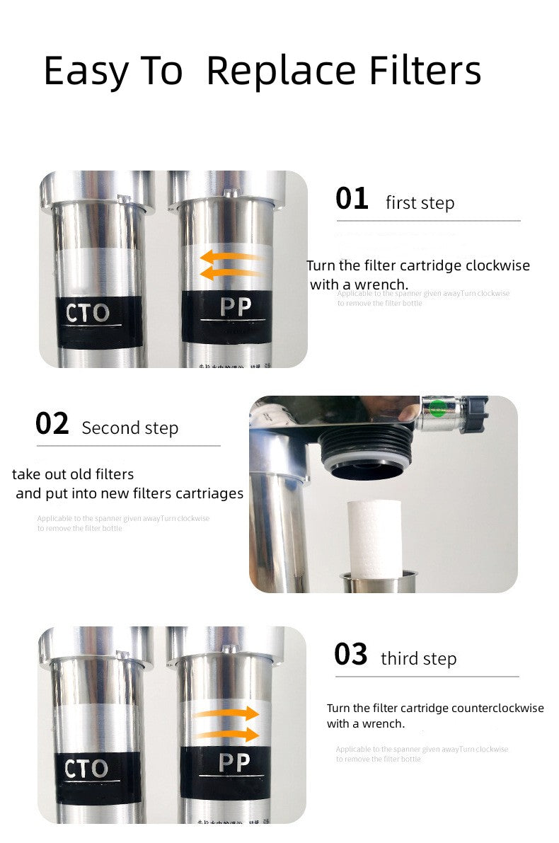 High-Flow Under-Sink Water Filtration System Ultraviolet Sterilized Stainless Steel