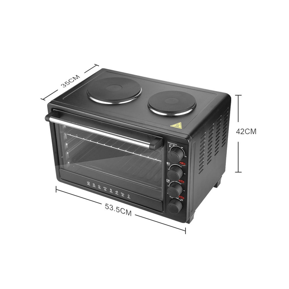 45L Electric Toaster Oven with Hot Plate, Mechanical Timer Control, Benchtop Convection Cooking
