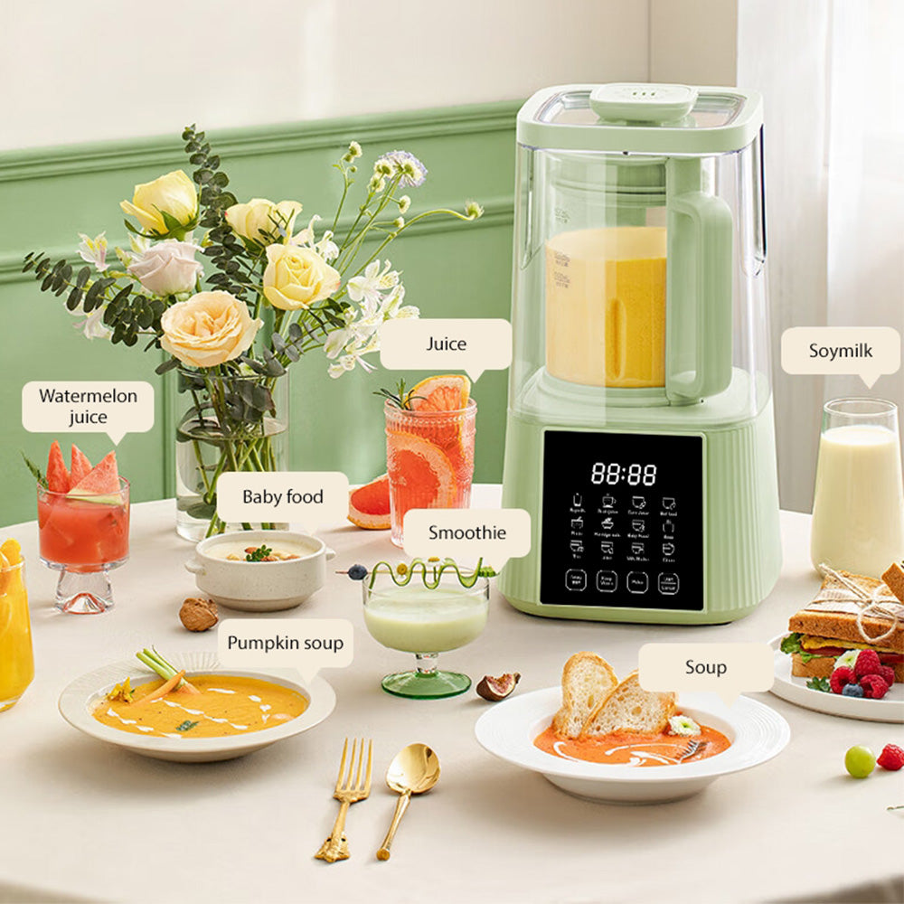 1.6L Electric Kitchen Blender with Heating, Low Noise & 5-Speed Control