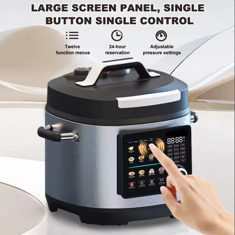 Multifunctional 6L Electric Pressure Cooker with Digital Control and 24-in-1 Cooking Programs