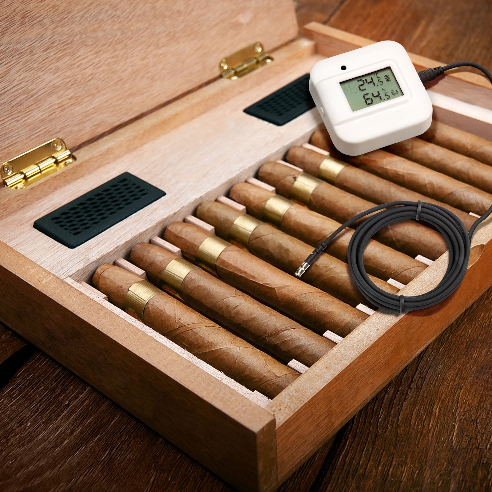 Portable Bluetooth Temperature and Humidity Monitor IPX4 Probe 30m Range