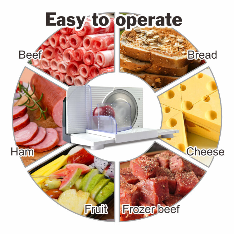 Portable 150W Electric Meat Slicer Stainless Steel Blade Adjustable Speed Low Noise Design