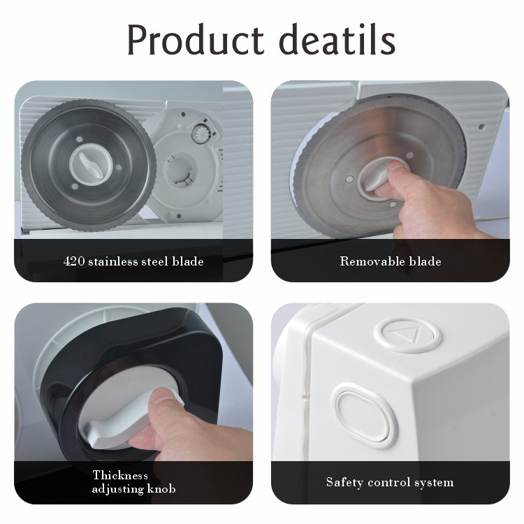 Portable 150W Electric Meat Slicer Stainless Steel Blade Adjustable Speed Low Noise Design