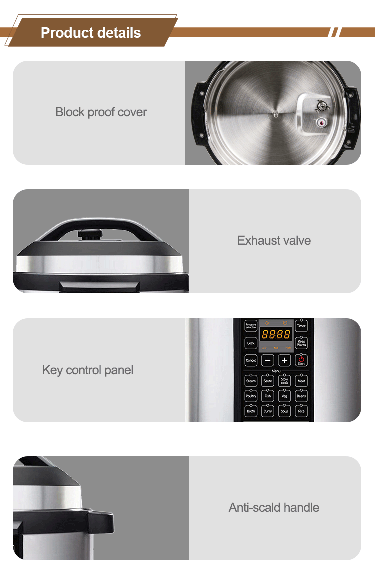 Multi-Use Electric Pressure Cooker 6L with Non-Stick Inner Pot and Preset Cooking