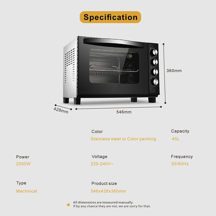 Large 100L Mechanical Convection Toaster Oven with Timer and Adjustable Temperature