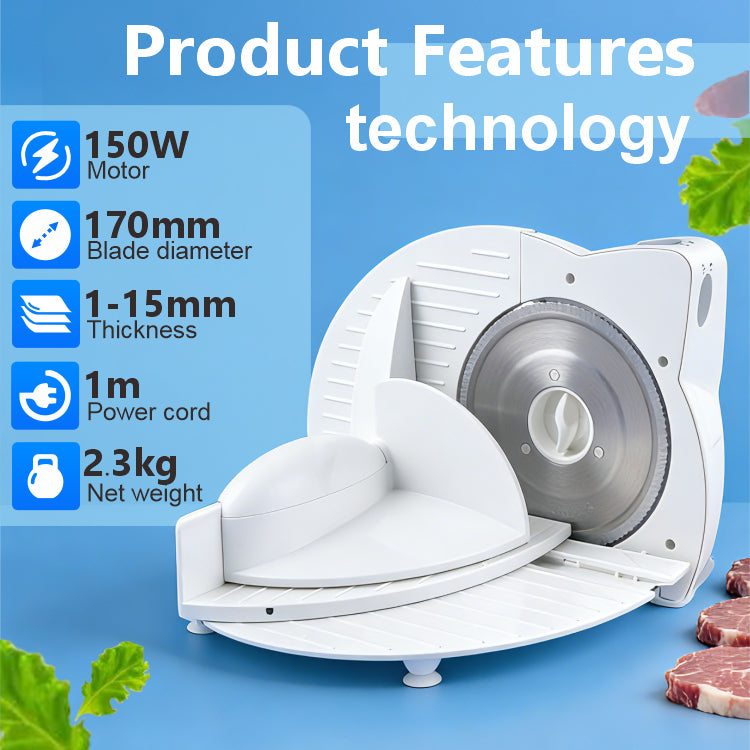 Portable Electric Meat Slicer 150W with Adjustable Thickness and Low-Noise Operation
