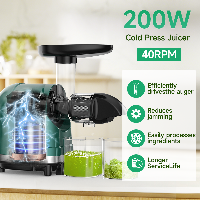 Electric Cold Press Slow Juicer 200W with Low Noise Motor and 1.5L Capacity