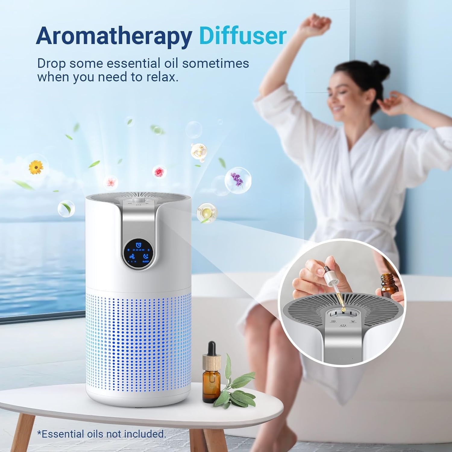 Desktop HEPA Carbon Air Purifier with Touch Control and Quiet Operation