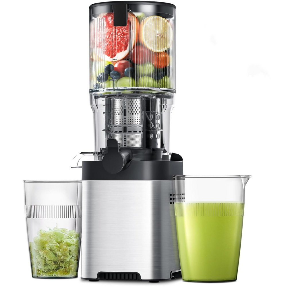 Stainless Steel Slow Juicer with Large Feed Chute for Whole Fruits and Vegetables