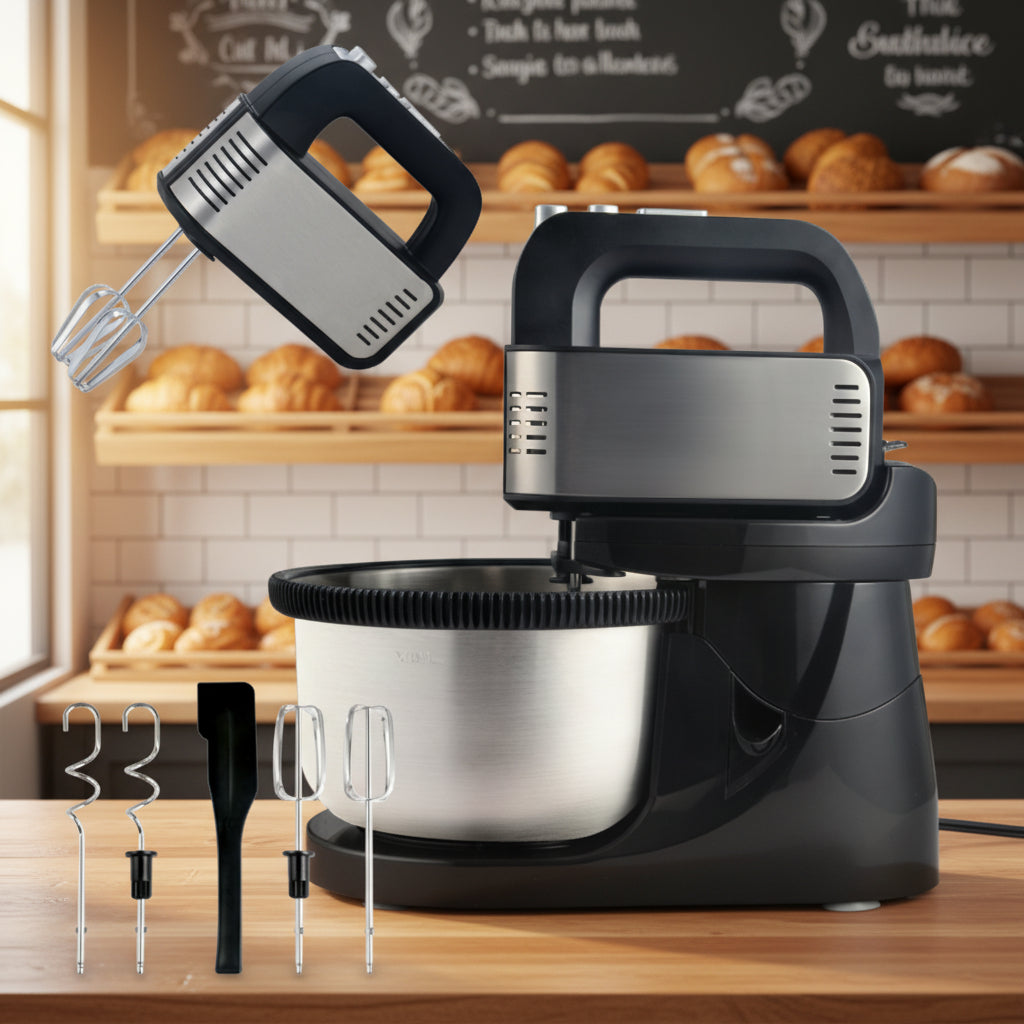 Electric 400W Stand Mixer with 4L SUS304 Bowl, 5 Speeds & Detachable Hand Mixer for Kitchen Use