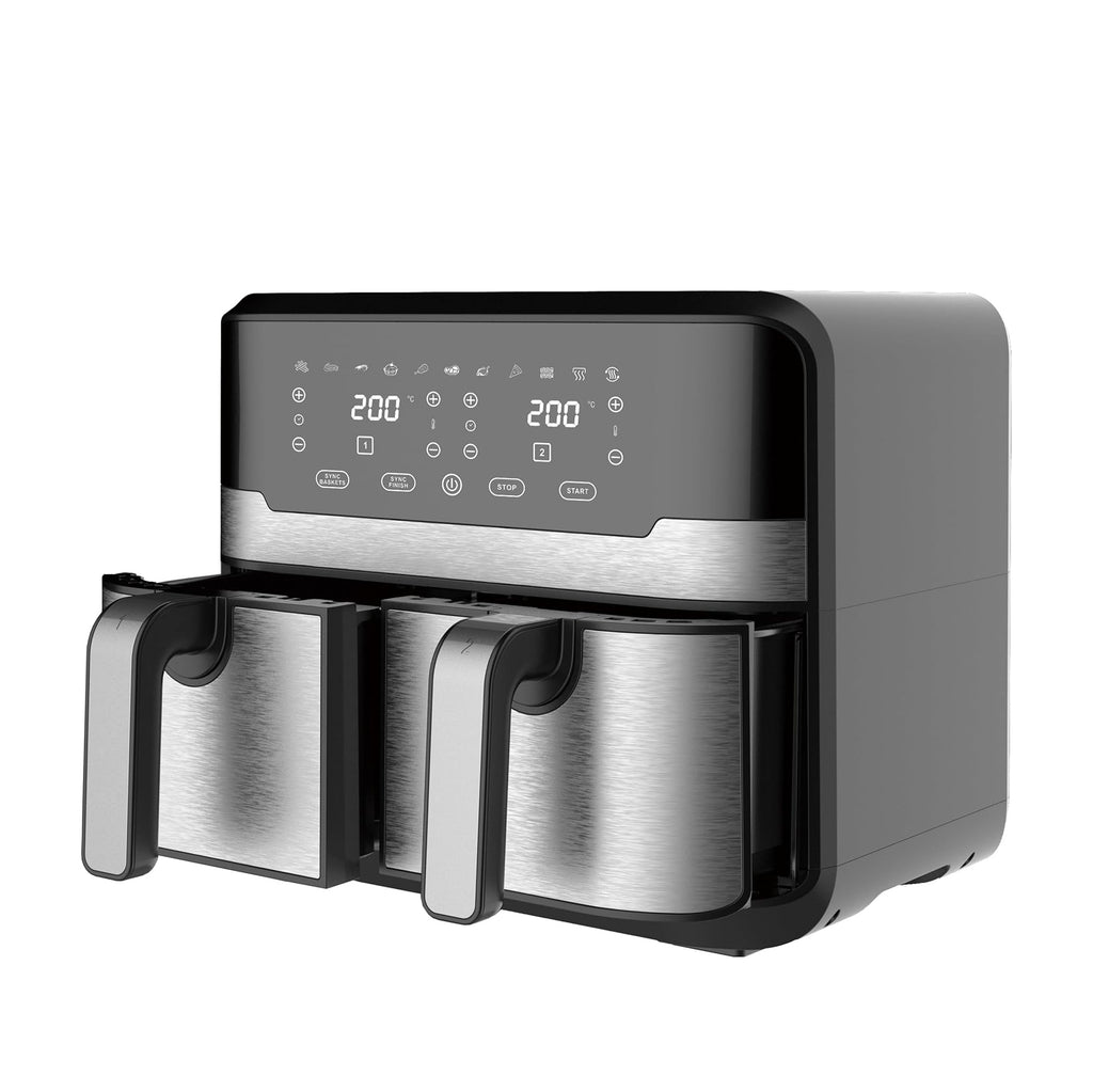 Large Capacity Dual Basket Air Fryer 2.1-3L Digital Electric Kitchen Cooker