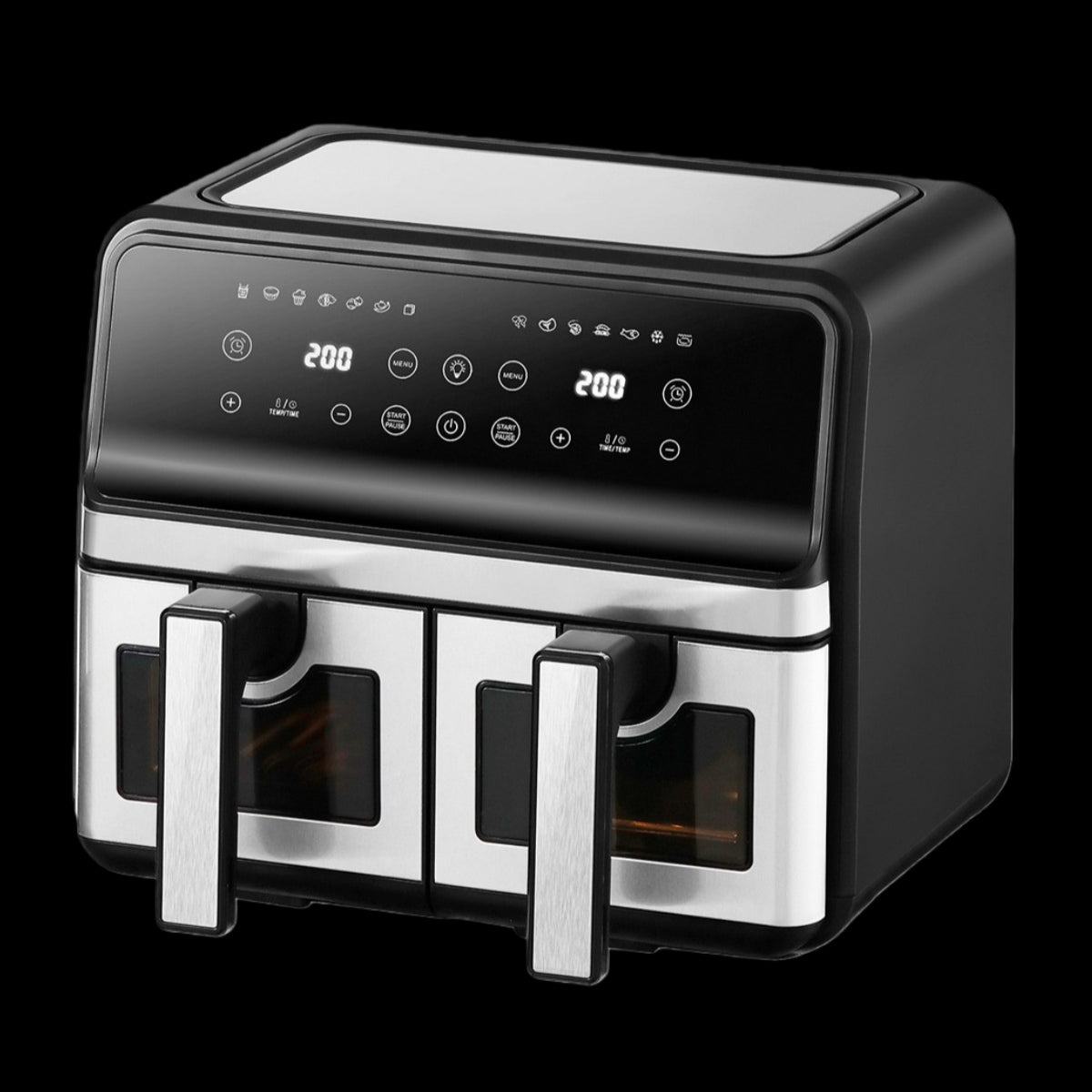 2200W Double Basket 8.2L Electric Air Fryer with Dual Zones & LCD Timer