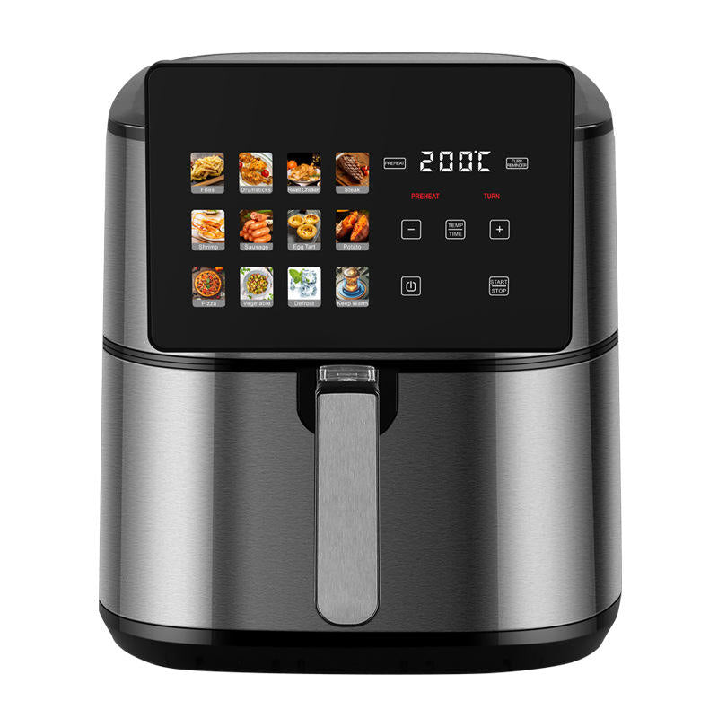 Digital Electric Air Fryer 8-9L Stainless Steel Non-Stick Basket Home Use